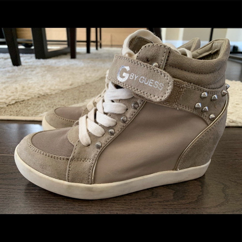 Guess Beige Heeled Platform Sneakers